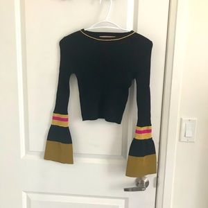 Knit crop with glitter gold design